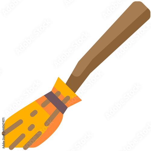 witch broom flat icon