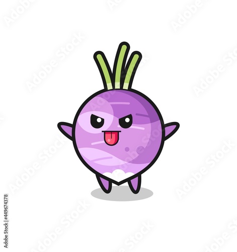 naughty turnip character in mocking pose