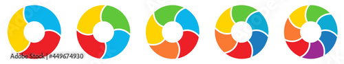 Circle divided into segments, version with three to seven parts. Simple infographics element