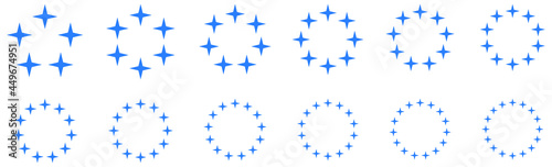 Circle made out of four pointed stars, version with five to sixteen objects, can be used as infographics element