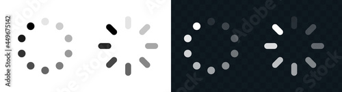 Loading icon vector set. Set of flat style loading icons. Loading bar or loading wheel UI icons. 