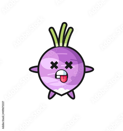 character of the cute turnip with dead pose