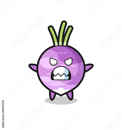 wrathful expression of the turnip mascot character