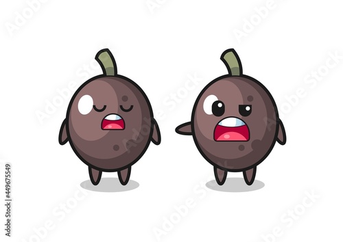 illustration of the argue between two cute black olive characters