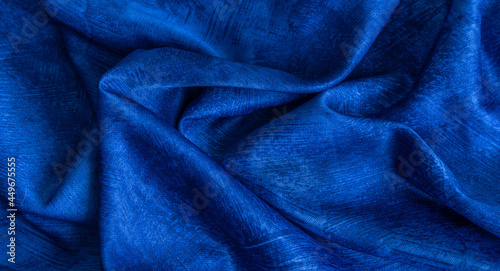 rinkled blue cotton fabric with visible texture