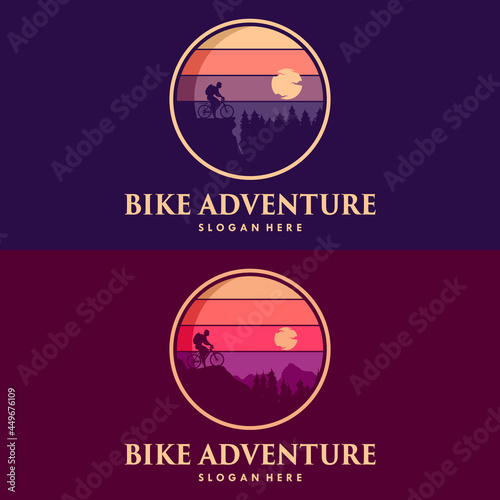 Bike Adventure with a mountain logo design