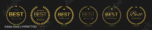 Best movie Golden laurel wreath label set