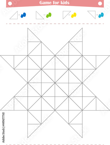  A game for children. Color the triangles with the colors indicated in the swatch