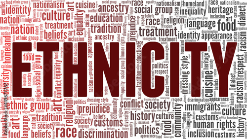 Ethnicity vector illustration word cloud isolated on a white background.