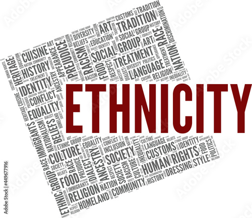 Ethnicity vector illustration word cloud isolated on a white background.