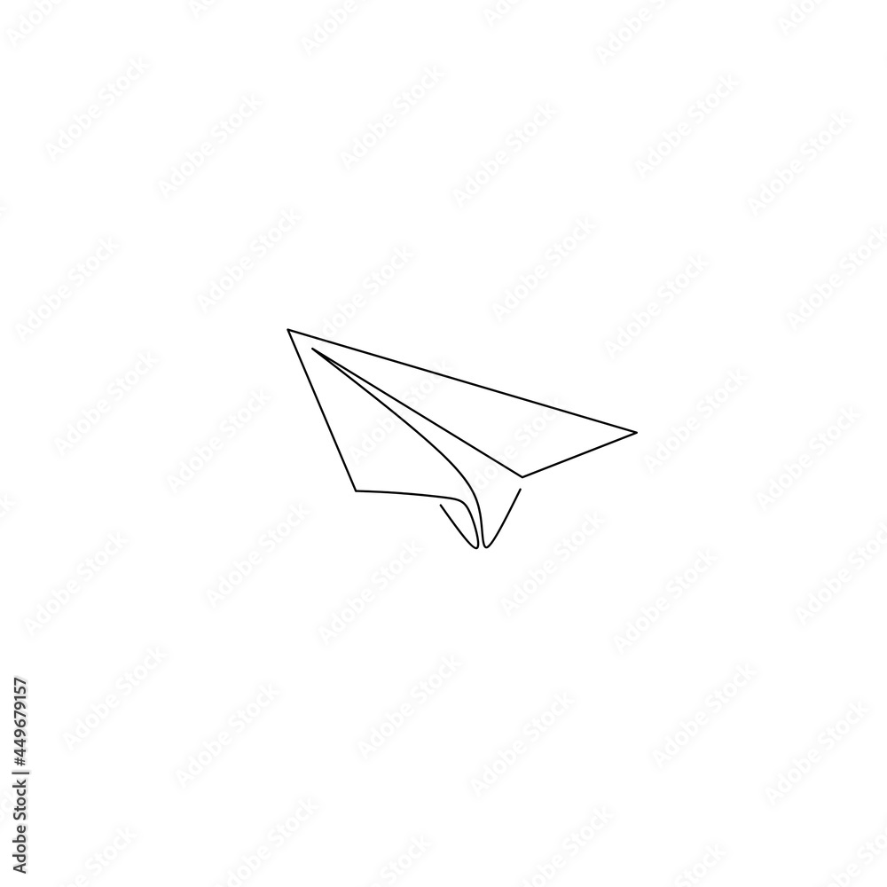 Continuous line drawing of paper plane, object one line, single line art, vector illustration Continuous line drawing of paper plane, object one line, single line art, vector illustration