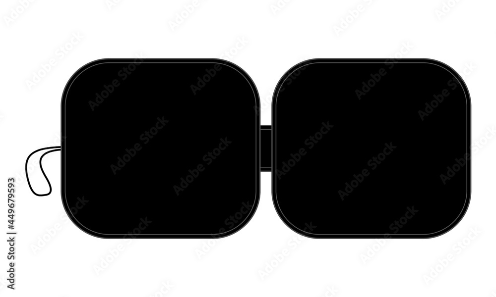 Black Car Window Sunshade Foldable with Square Rounded Vector Black Car Window Sunshade Foldable with Square Rounded Vector