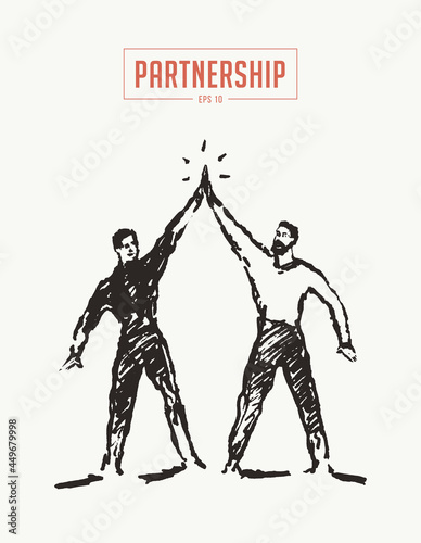 Sketch partnership teamwork business deal a vector