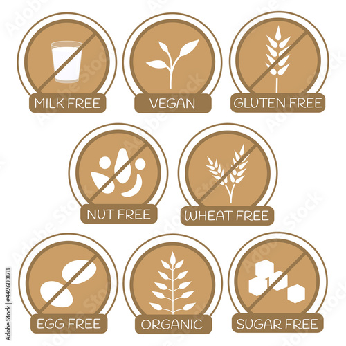 Set of icons for allergens free products.