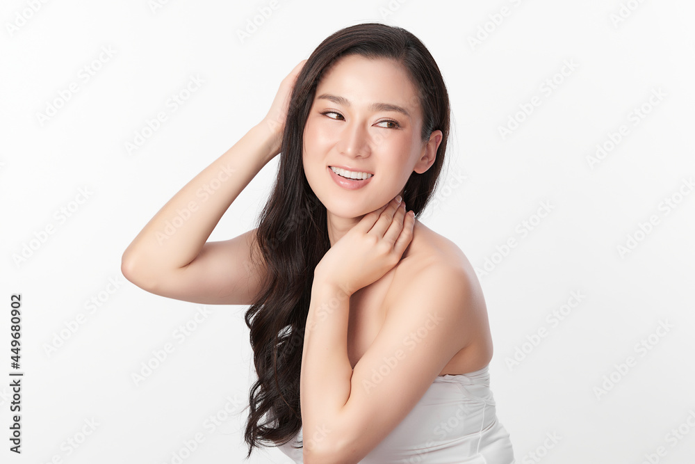 Beautiful young asian woman with clean fresh skin on white background, Face care, Facial treatment, Cosmetology, beauty and spa, Asian women portrait. Beautiful young asian woman with clean fresh skin on white background, Face care, Facial treatment, Cosmetology, beauty and spa, Asian women portrait.