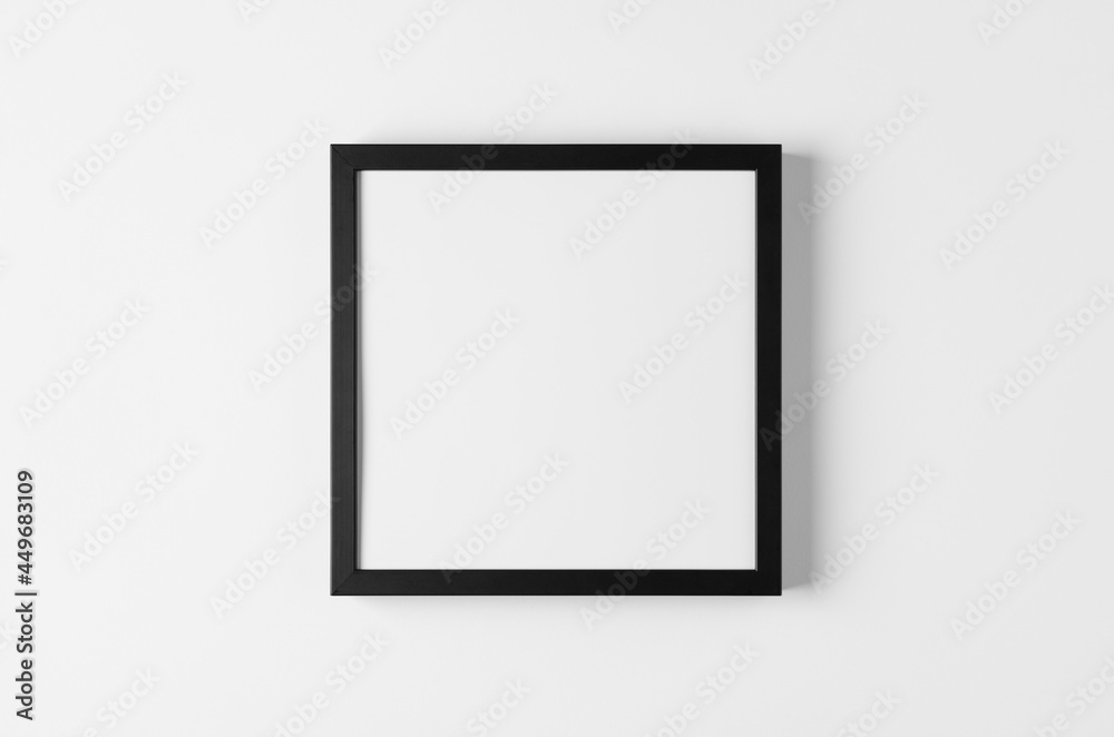 Black wall frame mockup, square size. Black wall frame mockup, square size.