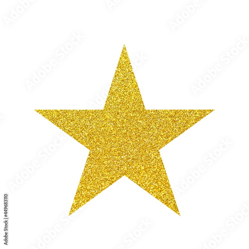 Glitter gold star isolated on white background. Christmas star decoration. golden xmas sparkle of many glitter particles.