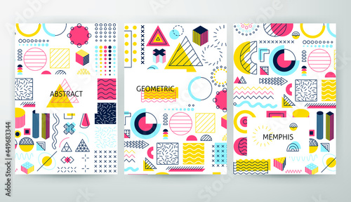 Abstract Web Design. Vector Illustration of Memphis Posters.