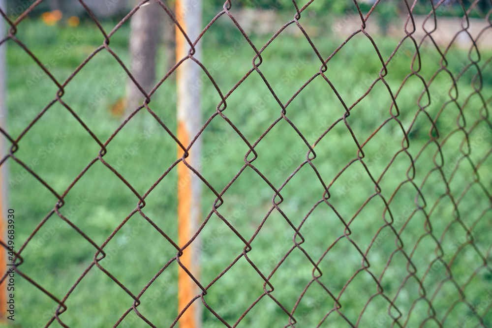 rusty mesh chain link fence partition