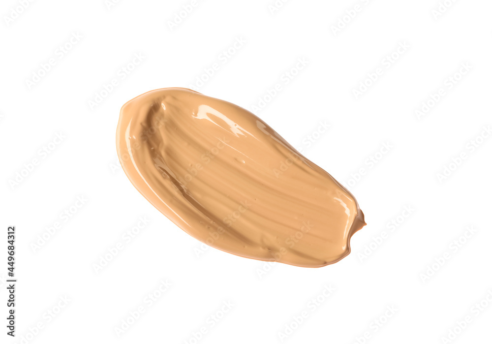 Smear of liquid skin foundation isolated on white, top view