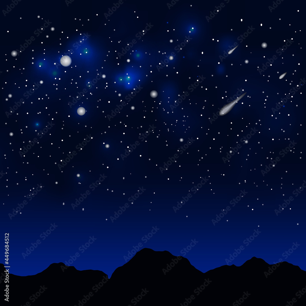 Dark space background.