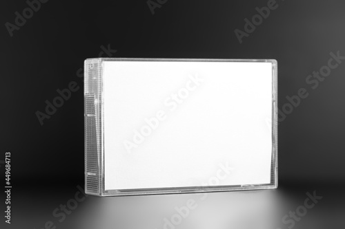 Fotografia Blank compact cassette tape box design mockup view
