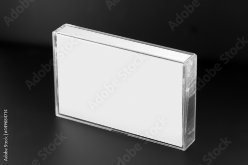 Leinwand Poster Blank compact cassette tape box design mockup view