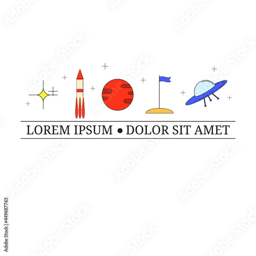Astronomy linear icons with tag line.