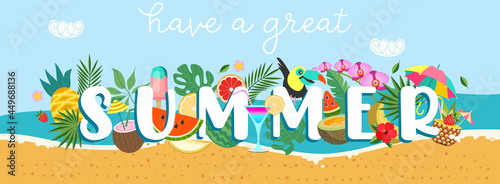 Summer colorful poster. Have a great summer. Vector horizontal illustration.