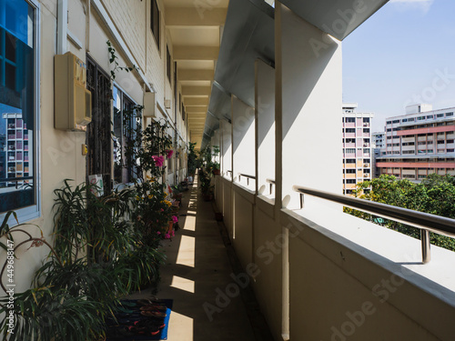 Photography Corridor view of a typical lived-in residential housing estate in Singapore