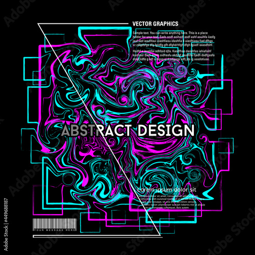 Abstract vector illustration of light blue and pink liquid paint for t-shirt, poster, banner, flyer design