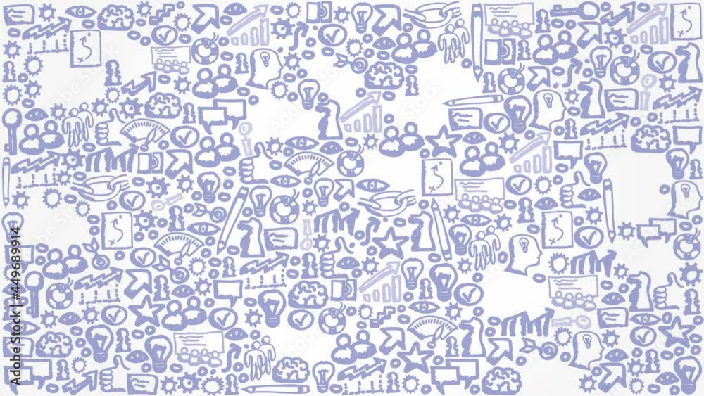 Hand drawn icon group being gradually appeared with Strategy, Leadership and Teamwork concept. High quality 4k video. Hand drawn icon group being gradually appeared with Strategy, Leadership and Teamwork concept. High quality 4k video.