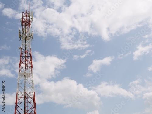 Telephone towers used to broadcast signals at dusk.