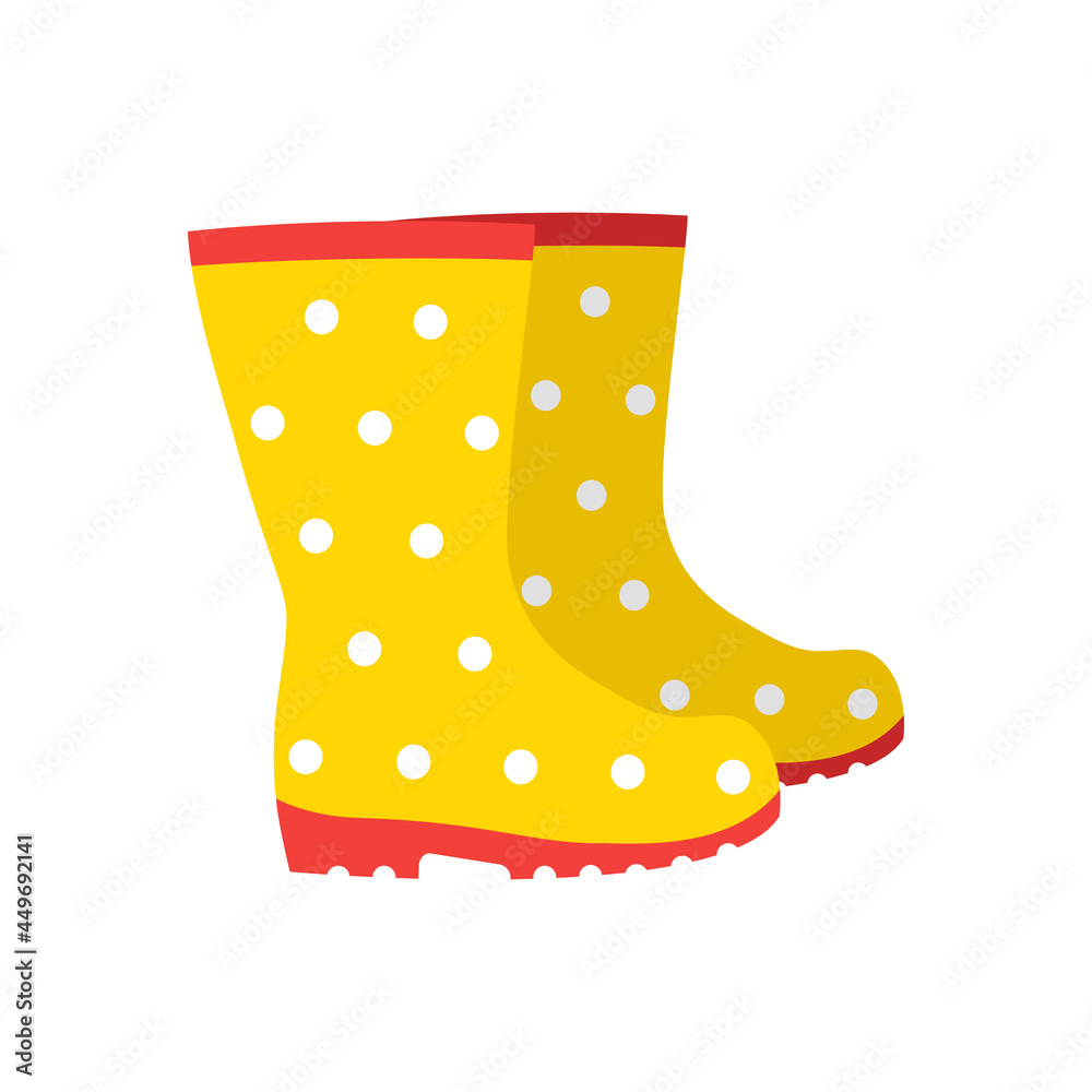 Vecteur Stock Yellow rubber boots on a white background. Seasonal bright  shoes. Vector illustration in flat cartoon style. | Adobe Stock