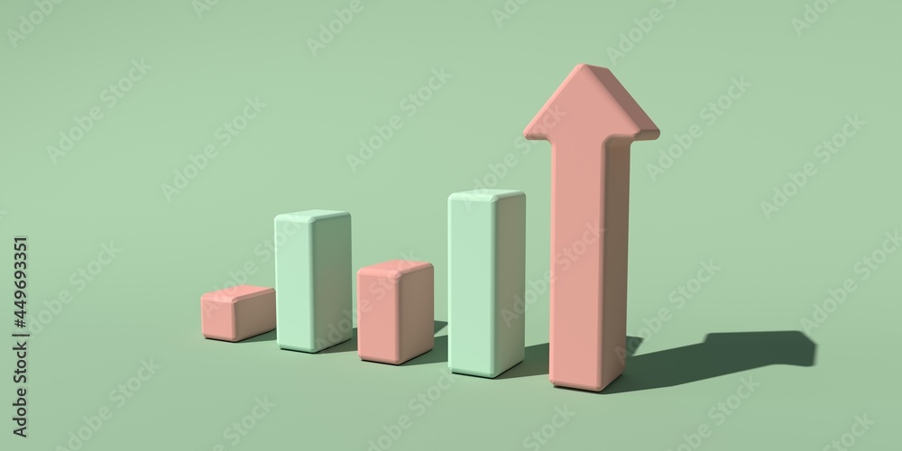 Upward bar graph and arrow Upward bar graph and arrow