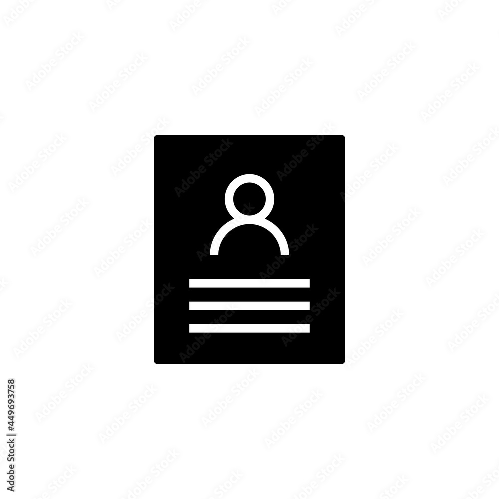 CV Resume icon design vector graphics. Resume Glyph Vector Icon. Curriculum vitae icon. Personal information symbol. Portfolio sign. Job interview form illustration, sign for hr business. CV Resume icon design vector graphics. Resume Glyph Vector Icon. Curriculum vitae icon. Personal information symbol. Portfolio sign. Job interview form illustration, sign for hr business.