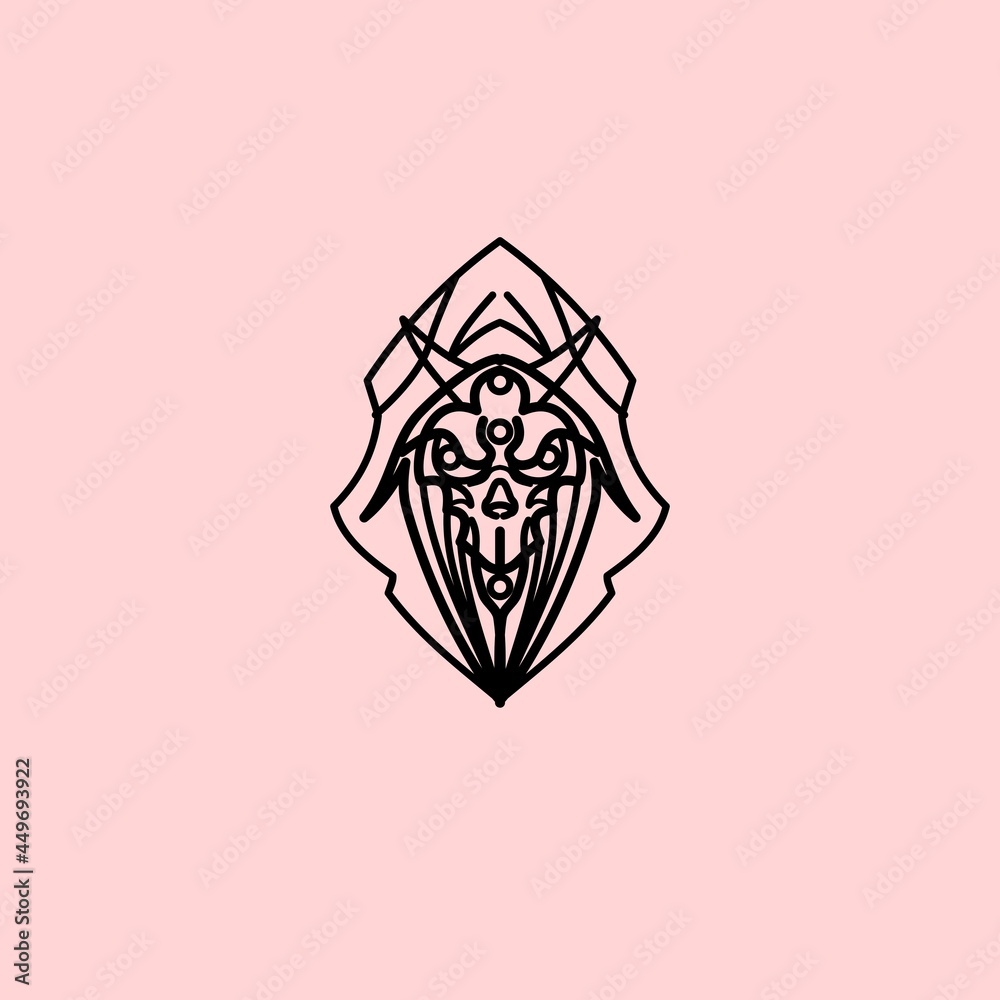 mono line logo. point with skull design template mono line logo. point with skull design template