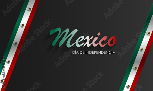 Caption: Mexican Independence Day, September 16. Vector illustration, fireworks balloons and ribbons with mexico flag. Realistic vector.