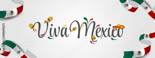 Caption: Mexican Independence Day, September 16. Vector illustration, fireworks balloons and ribbons with mexico flag. Realistic vector.