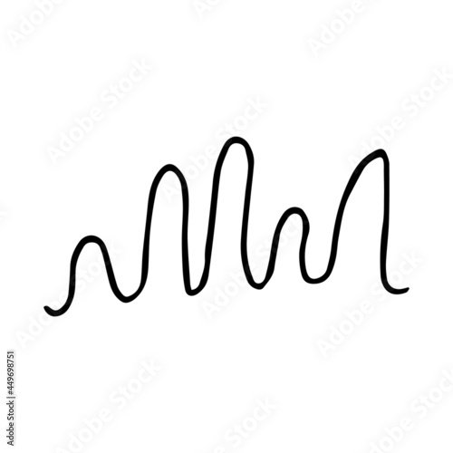Black wavy line. Curved line. Ink illustration isolated on white background. Hand drawn wave symbol for your web site design, logo, app and etc. Doodle stock illustration