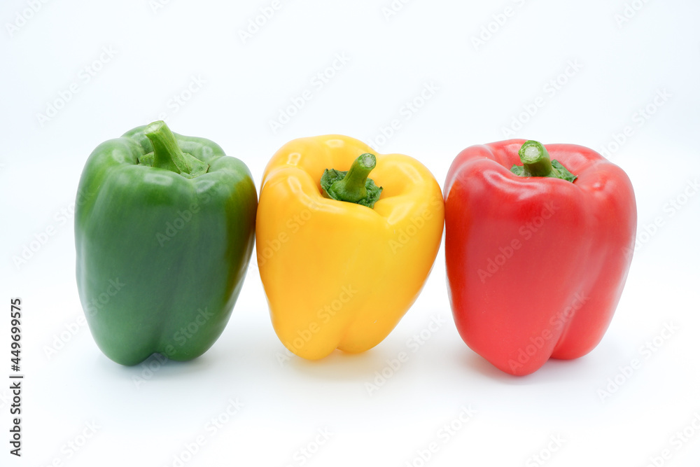 Green Yellow Green Bell Pepper On White Background Green Yellow Green Bell Pepper On White Background