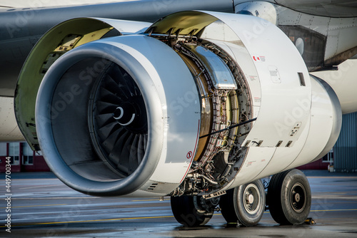 Принти на полотні airliner engine during maintenance with cowling open