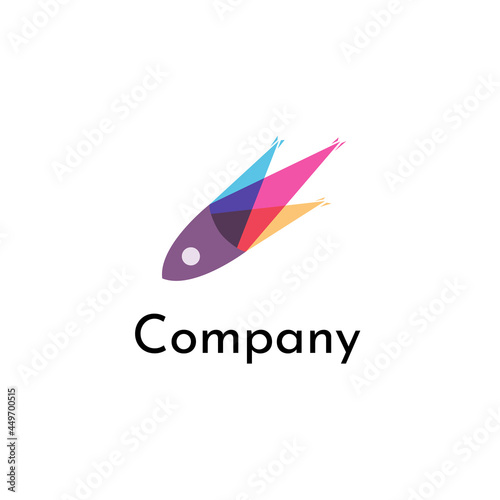 Free Download Minimalist Flying Rocket with overlapping colors tail icon logo  - GFXLoad