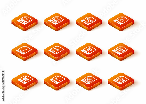 Set EML file document, XSL, MP3, HTML, PNG and AVI icon. Vector photo