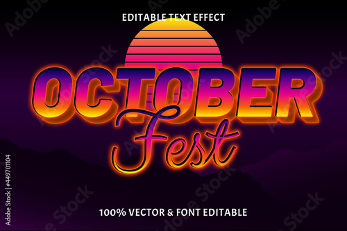 October fest editable text effect retro style