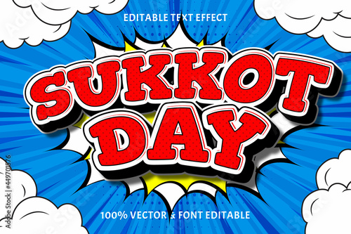 Sukkot day editable text effect 3 Dimensions emboss comic style