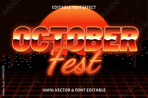 October fest editable text effect retro style
