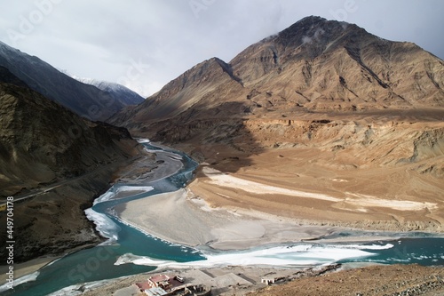 Nimmu - confluence of the Indus and Zanskar rivers  photo