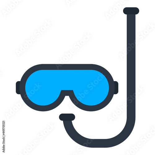 Oxygen pipe with goggles, icon of snorkeling mask