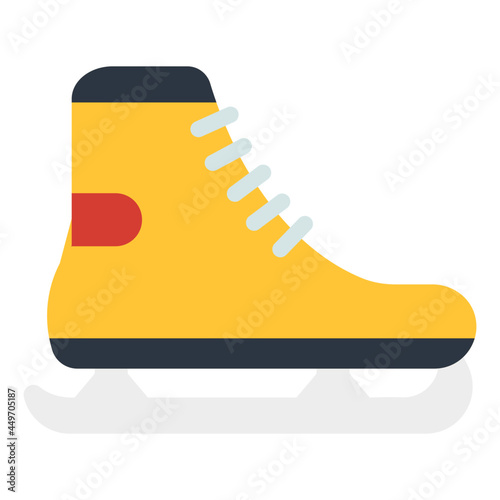 Adventurous footwear icon, flat design of ice skate

